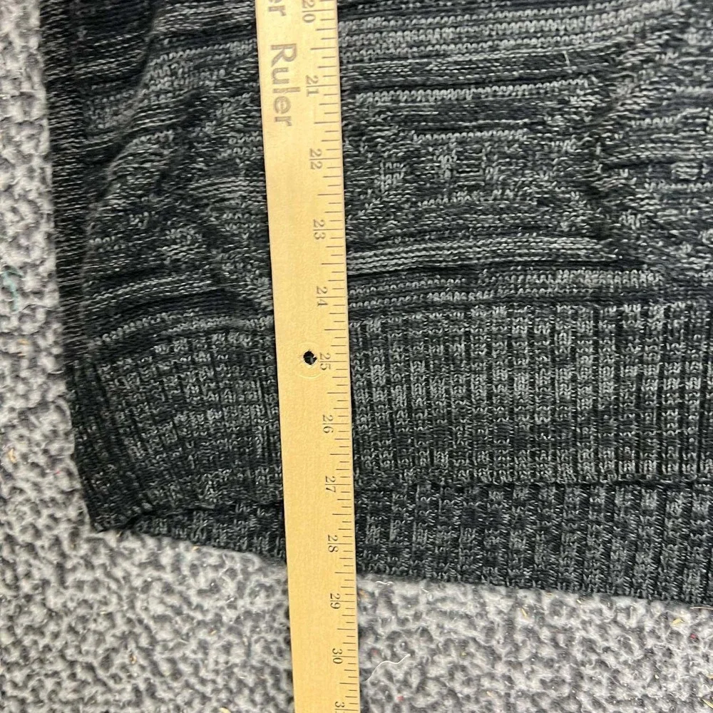 American Rag Sweater Men Medium Black Gray Marled Knit Hooded Pullover Cotton M